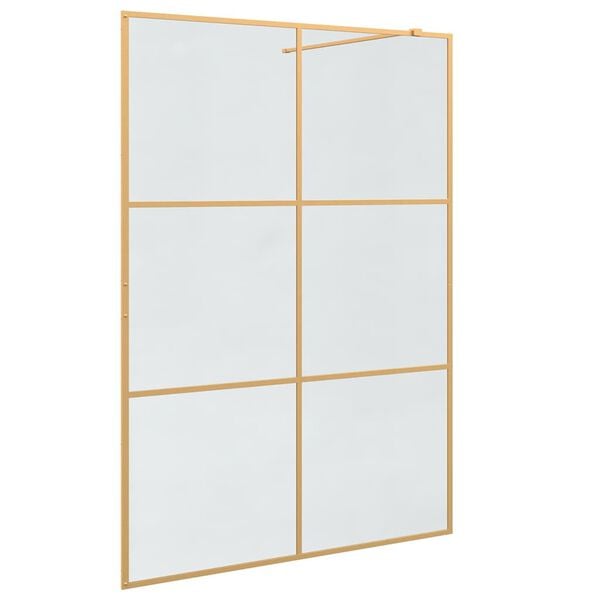 vidaXL Walk-in Shower Wall Gold 140 x 195 cm Tempered Glass