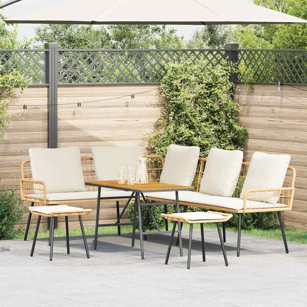 vidaXL Garden Sofa Set 4 pcs Natural Poly Rattan