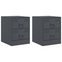 vidaXL Bedside Cabinets 2 pcs Anthracite 34.5x39x44 cm Steel
