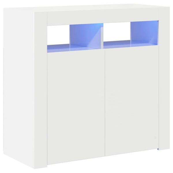 vidaXL Sideboard with LED Lights High Gloss White 80x35x75 cm