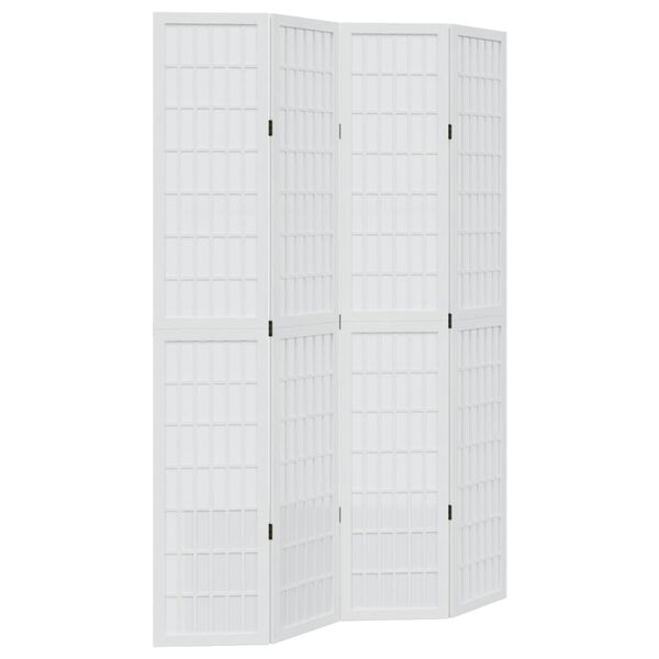 vidaXL Room Divider 4 Panels White Solid Wood Paulownia