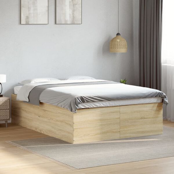 vidaXL Bed Frame without Mattress Sonoma Oak 135x190 cm Double