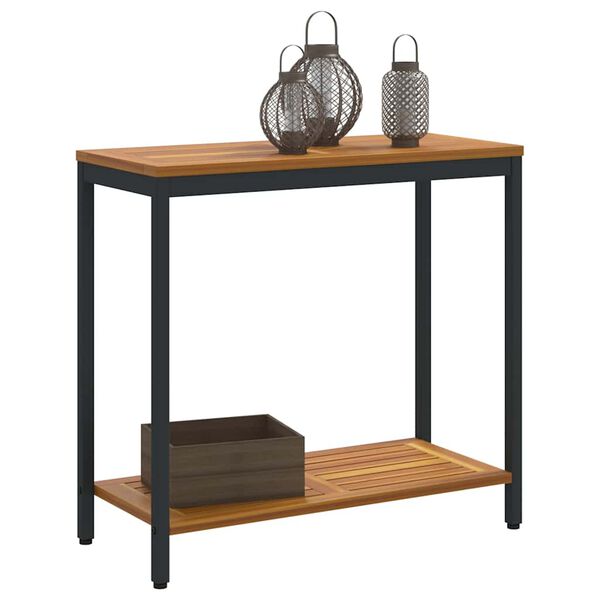 vidaXL Outdoor Table with Storage Natural and black 80 x 35 x 75 cm