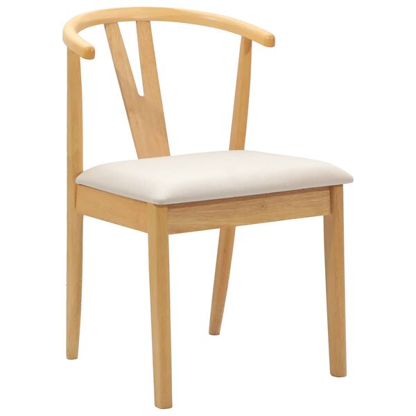 vidaXL Dining Chair 2 pcs Natural and Light Solid Rubber Wood