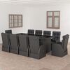 vidaXL 11 Piece Garden Dining Set with Cushions Black Poly Rattan