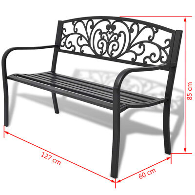 vidaXL Garden Bench 127 cm Cast Iron Black