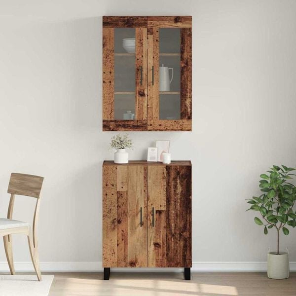 vidaXL Highboard 2 pcs Old wood Engineered wood