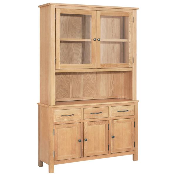 vidaXL Desk Hutch 110x33.5x105 cm Solid Oak Wood