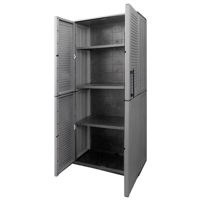 vidaXL Garden Storage Cabinet Grey and Black 68x37x163 cm PP