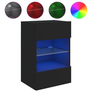 vidaXL TV Wall Cabinet with LED Lights Black 40x30x60.5 cm