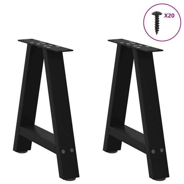 vidaXL Coffee Table Legs A-Shaped 2 pcs Black 50x(42-43) cm Steel