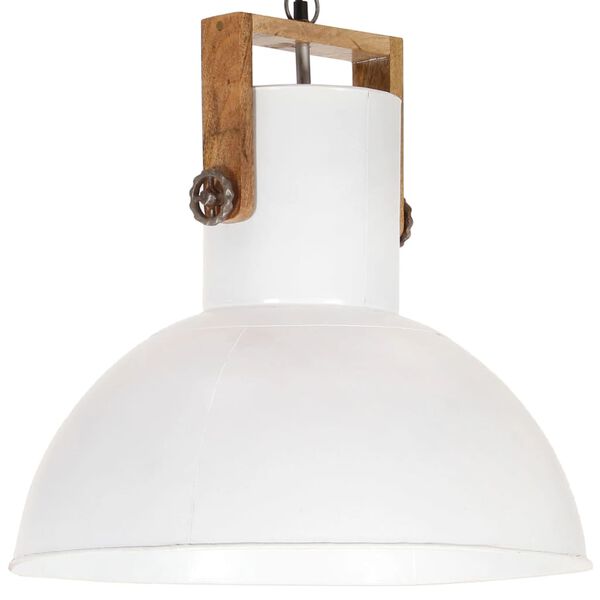 vidaXL Industrial Hanging Lamp 25 W White Round Mango Wood 52 cm E27