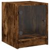vidaXL Bedside Cabinet with Glass Door Smoked Oak 35x37x42 cm