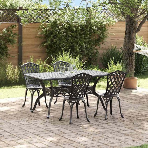 vidaXL Garden Dining Set 5 pcs Black Aluminium