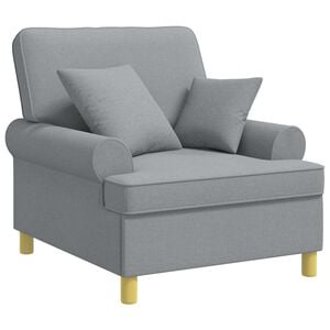 vidaXL XL Armchair with Cushions Light Grey Fabric