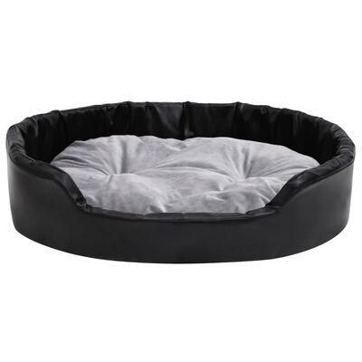 vidaXL Dog Bed Black and Grey 90x79x20 cm Plush and Faux Leather