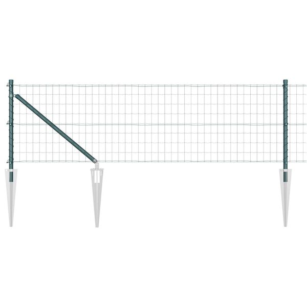 vidaXL Fence with Post Green 0.4 x 25 m Steel and PVC