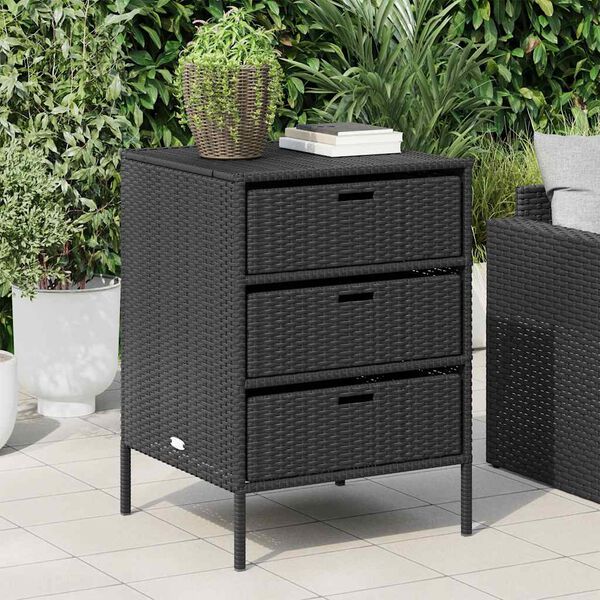 vidaXL Garden Storage Cabinet Black 55x59x80 cm Poly Rattan