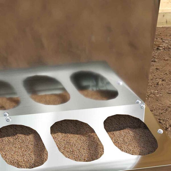 vidaXL Chicken Feeder Silver 40 x 40 x 45 cm Galvanised Steel