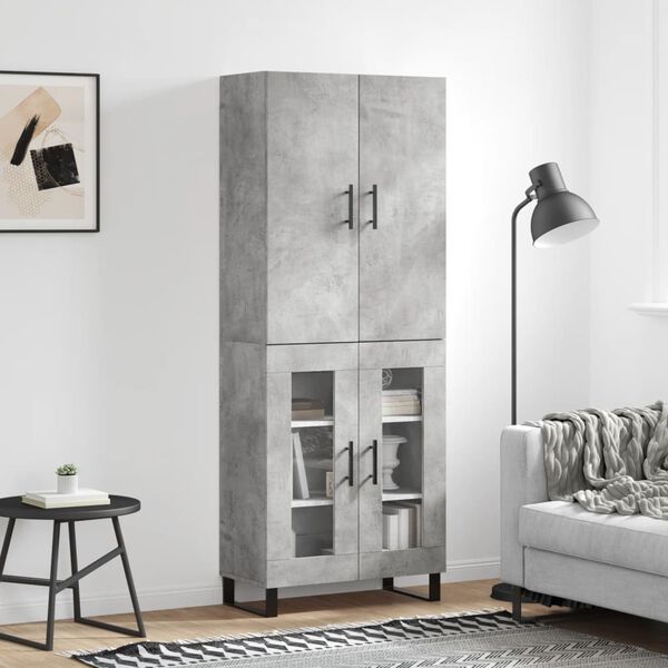 vidaXL Highboard Concrete Grey 69.5x34x180 cm Engineered Wood