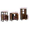 vidaXL Bathroom Furniture Set with Door 3 pcs Brown Solid Reclaim Wood
