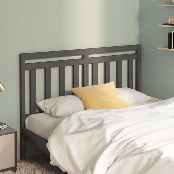 vidaXL Bed Headboard Grey 126x4x100 cm Solid Wood Pine