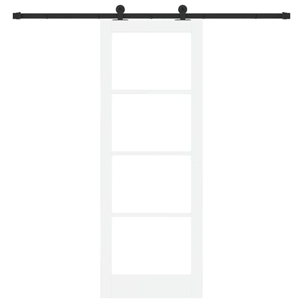 vidaXL Sliding Door ORKDAL White 78 x 211 cm Solid Pine Wood and Glass