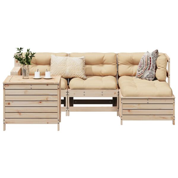 vidaXL 5 Piece Garden Sofa Set Solid Wood Pine