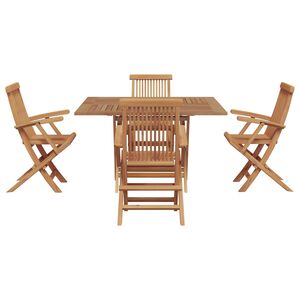 vidaXL Garden Dining Set Folding Brown Soild Teak Wood