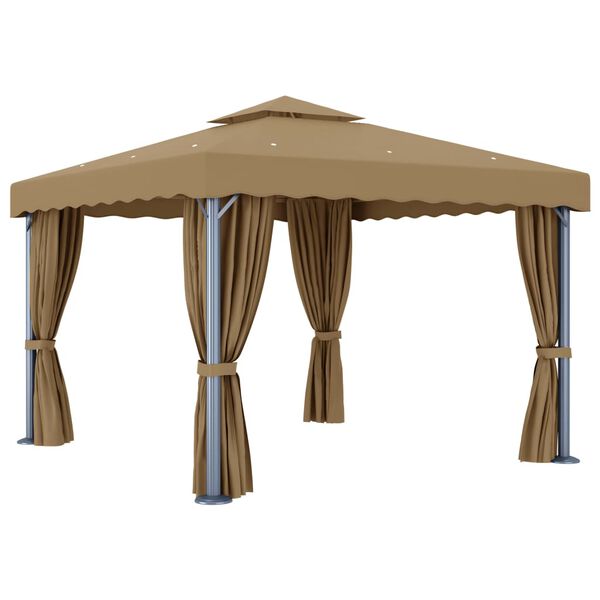 vidaXL Gazebo with Curtain 3x3 m Taupe Aluminium