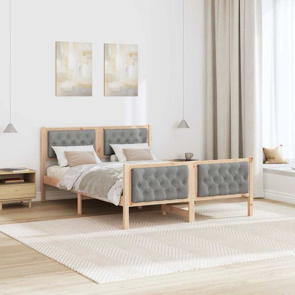 vidaXL Bed Frame Light Grey 140 x 200 cm Solid Pine Wood