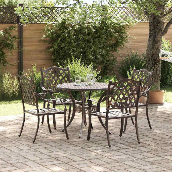 vidaXL Garden Dining Set 5 pcs Bronze 90 x 90 x 75 cm Cast Aluminium