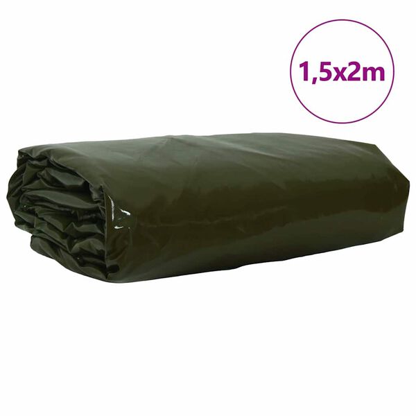 vidaXL Tarpaulin 650g / m&sup2; Olive Green 1.5 x 2 m Canvas with PVC Coating