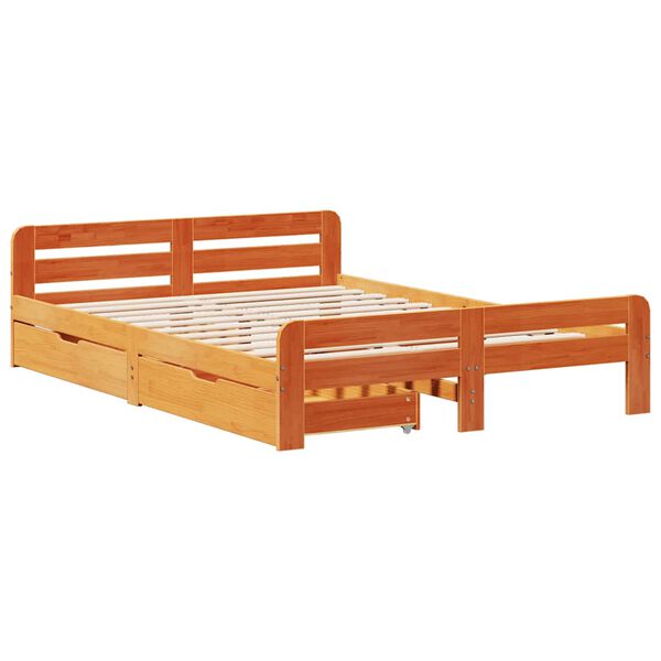 vidaXL Bed frame without Mattress Wax Brown 160x200 cm Solid Wood Pine