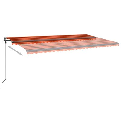 vidaXL Automatic Retractable Awning with Posts 6x3 m Orange and Brown
