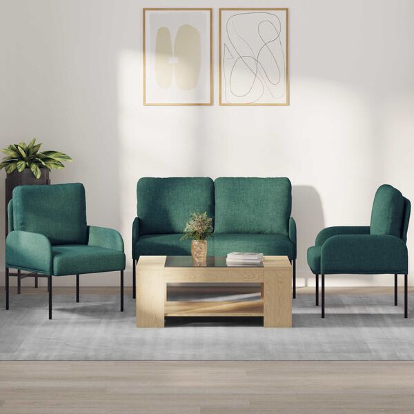vidaXL Sofa Sets 3 pcs Dark Green 115 x 56 x 80 cm Plywood