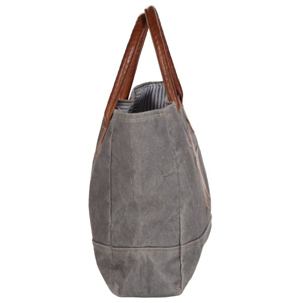 vidaXL Shopper Bag Dark Grey 32x10x37.5 cm Canvas and Real Leather