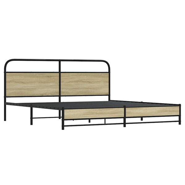vidaXL Metal Bed Frame without Mattress Sonoma Oak 180x200 cm Super King