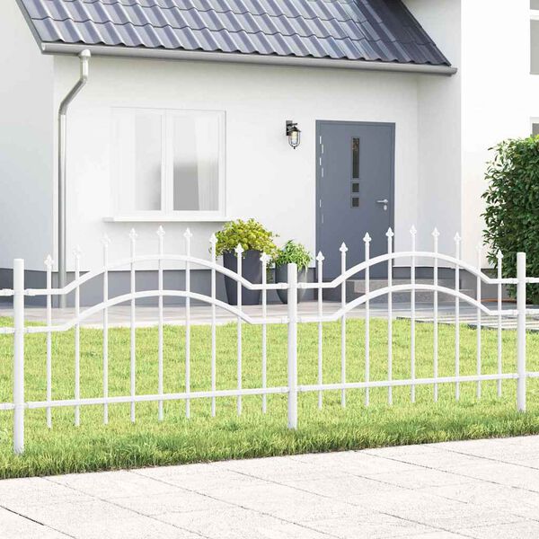 vidaXL Garden Fence White 115 cm Powder-coated steel