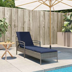 vidaXL | Sun Lounger | Reclining Grey 63 x 200 x 81 cm Poly rattan