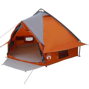 vidaXL Teepee Tent 4-Person 4-Person Grey and Orange