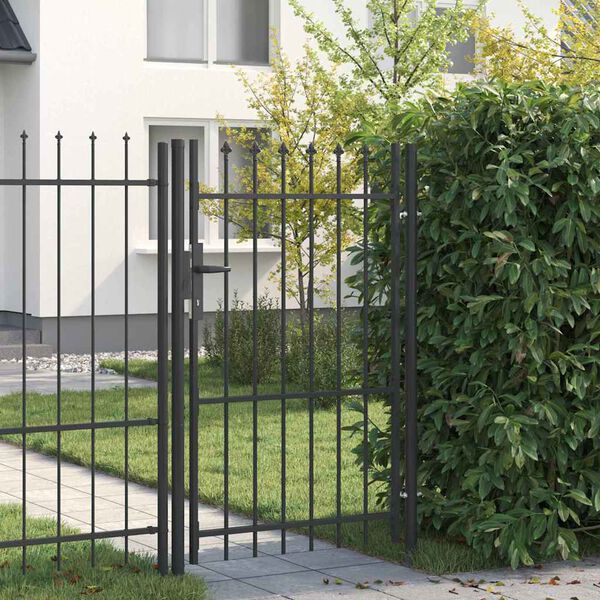 vidaXL Fence Gate Grey 100 x 150 cm Powder coated steel