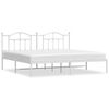 vidaXL Metal Bed Frame without Mattress with Headboard White 193x203cm