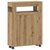 vidaXL Narrow Bathroom Cabinet with Wheels Artisian Oak Engineered Wood