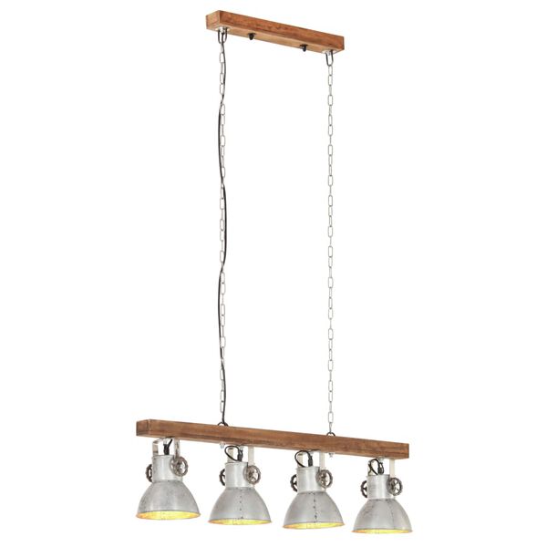 vidaXL Industrial Ceiling Lamp Silver E27 Mango Wood