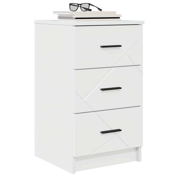 vidaXL Bedside Cabinet with Drawer High gloss white 38 x 38 x 66 cm