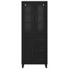 vidaXL Highboard with Drawer 2 pcs Black Oak Engineered Wood and Glass