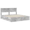 vidaXL Bed Frame with Drawer Concrete Grey 200 x 200 cm Engineer Wood