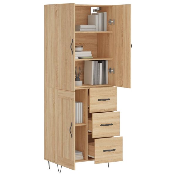 vidaXL Highboard Sonoma Oak 69.5x34x180 cm Engineered Wood