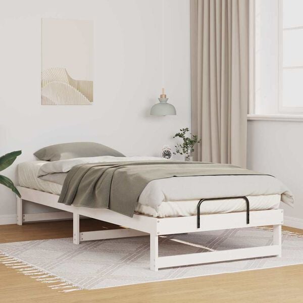 vidaXL Bed Frame White 90 x 220 cm Solid Pine Wood